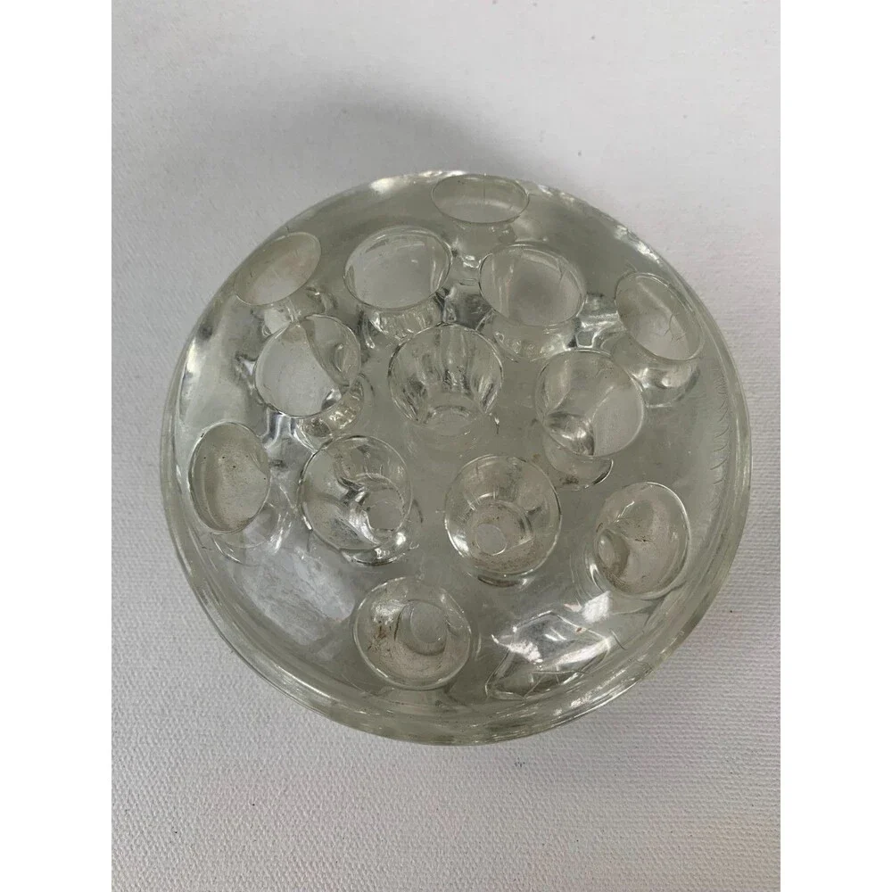 Clear Glass Flower Frog 13 Hole for Floral Arrangements Vases 4.5